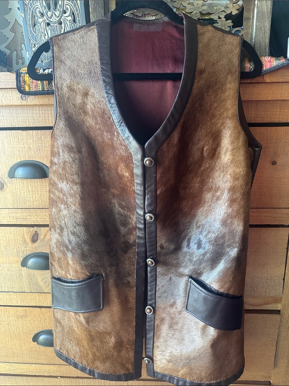Women’s Brown Hair-On Hide Leather Vest